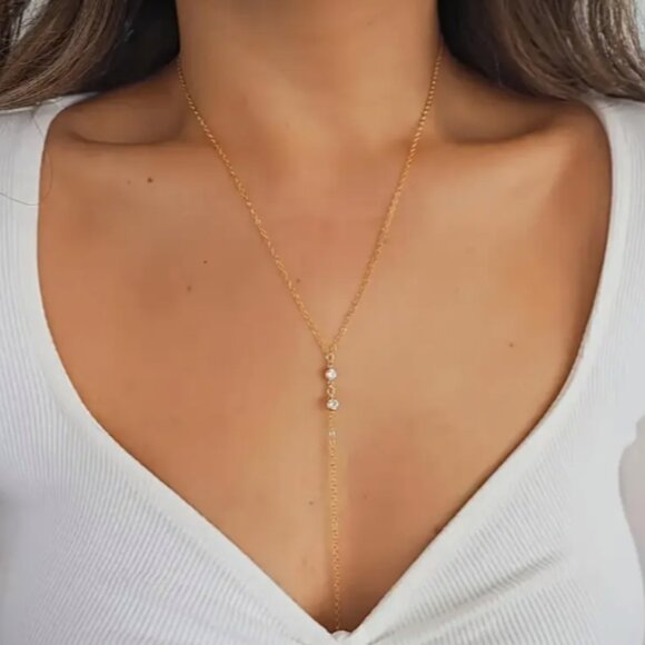 Gold Crystal Stones Layered Body Chain Jewelry - Picture 4 of 6